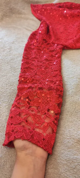 Camiseta roja lentejuelas talla S