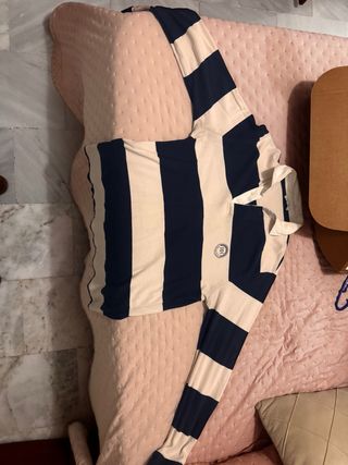 Polo Pedro del Hierro rayas azul y beige