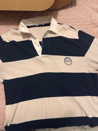 Polo Pedro del Hierro rayas azul y beige