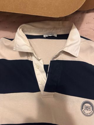 Polo Pedro del Hierro rayas azul y beige