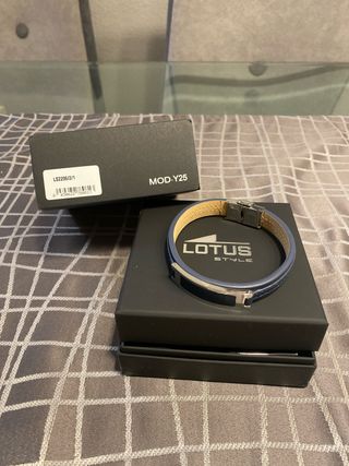 Pulsera Lotus Style Cuero Azul