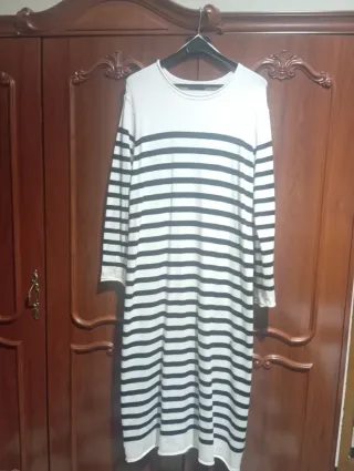 Vestido largo rayas blanco y negro