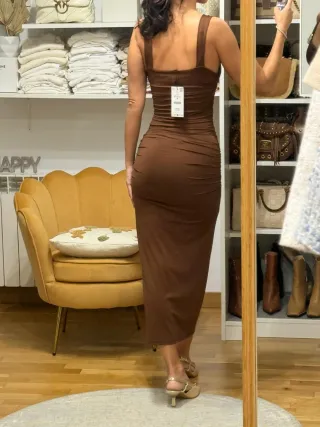 Vestido marrón drapeado