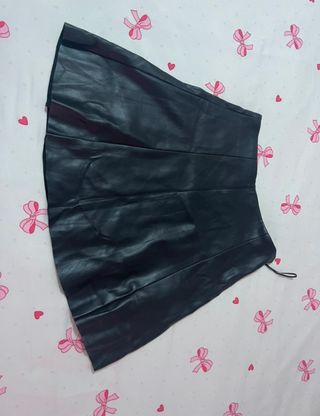 Falda cuero negra mujer