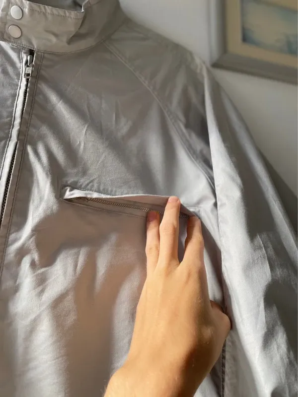 Giacca Adidas Light Grey Utility Track con chiusura a scatto