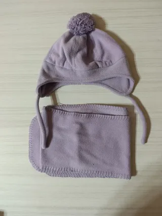 Set cappellino e sciarpa viola bimba