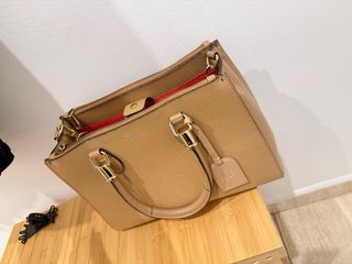 Bolso de cuero SCHEZ beige/marrón