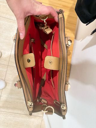 Bolso de cuero SCHEZ beige/marrón