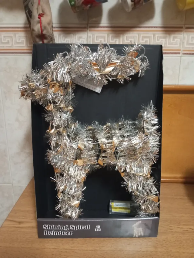 Reno di Natale LED 47cm Oro e Argento