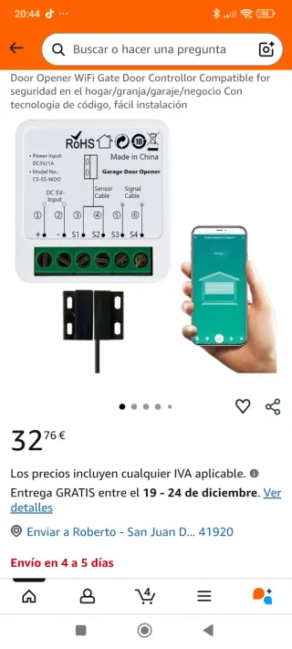 Controlador WiFi para puerta de garaje