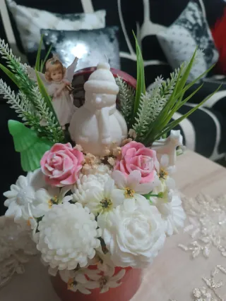 Centro de mesa flores de jabón rosas y flor