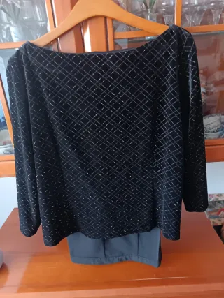 Conjunto Blusa, Pantalón y Fular Negro