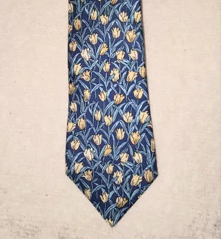 Cravatta Hermes 100% Seta Blu Giallo