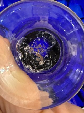 Coppia Cestini Vetro Murano Blu Antichi