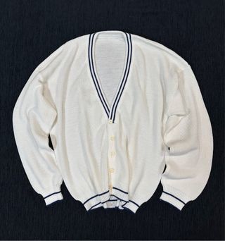 Cárdigan punto blanco retro L