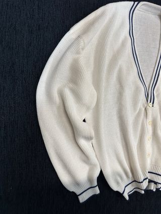 Cárdigan punto blanco retro L