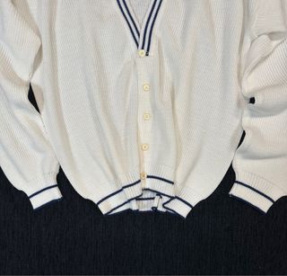 Cárdigan punto blanco retro L