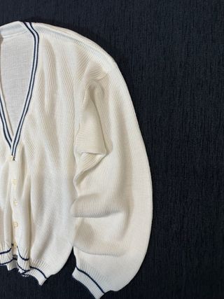 Cárdigan punto blanco retro L