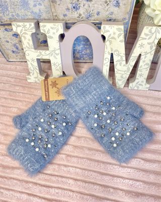 Guantes de lana mujer con perlas