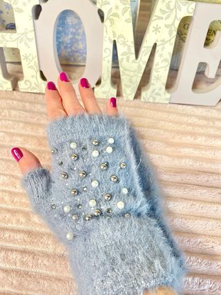Guantes de lana mujer con perlas