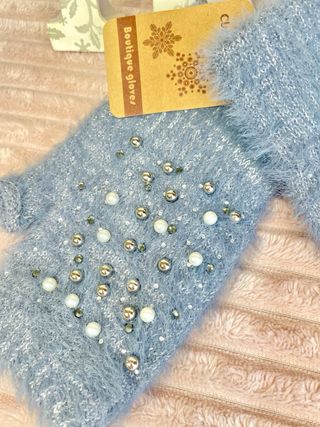 Guantes de lana mujer con perlas