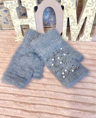 Guantes de lana mujer con perlas