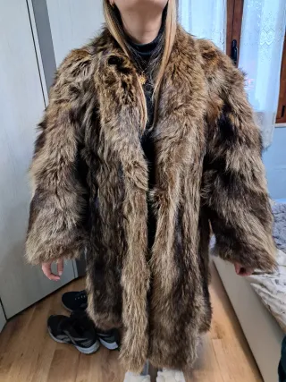 Giaccone in pelo naturale marrone/grigio nessuna m