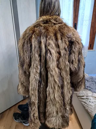 Giaccone in pelo naturale marrone/grigio nessuna m