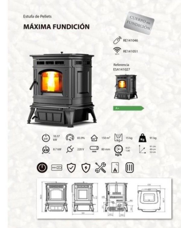 Estufa Pellets Nueva Fundición ESA141027GRA