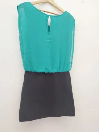 Vestido Duo Tul Negro y Turquesa