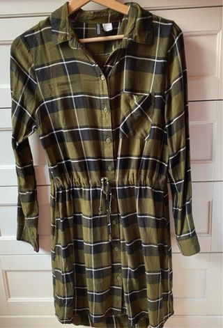 Vestido H&M cuadros verde y negro