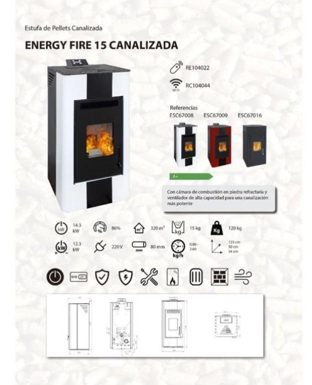 Estufa de Pellets Canalizada  Fire ESC67008GRAN