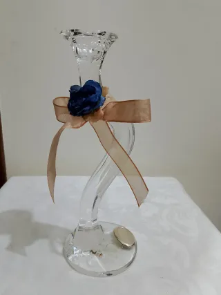 Portacandele cristallo con piastra di argento 925!