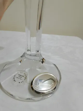 Portacandele cristallo con piastra di argento 925!