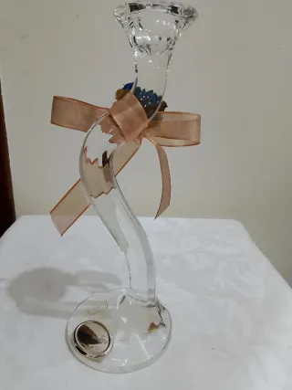 Portacandele cristallo con piastra di argento 925!
