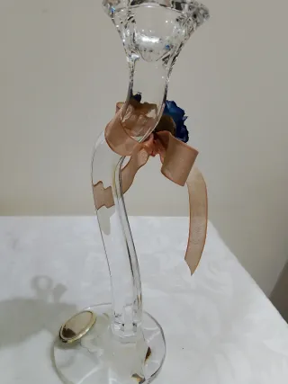 Portacandele cristallo con piastra di argento 925!