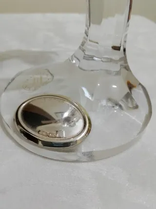 Portacandele cristallo con piastra di argento 925!