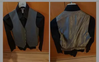 Camisa negra Zara Talla S y chaleco gris