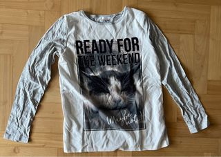 Maglia con stampa gatto Ready for the weekend