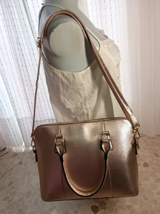 Bolso italiano metalizado rosa claro