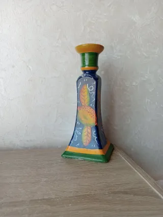 Portacandele vintage dipinto a mano