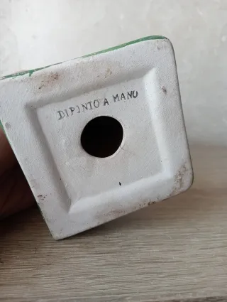 Portacandele vintage dipinto a mano