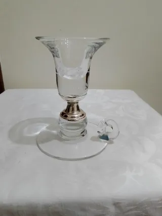 Porta candela cristallo e argento 925