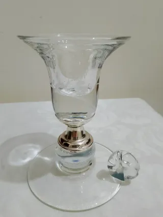 Porta candela cristallo e argento 925