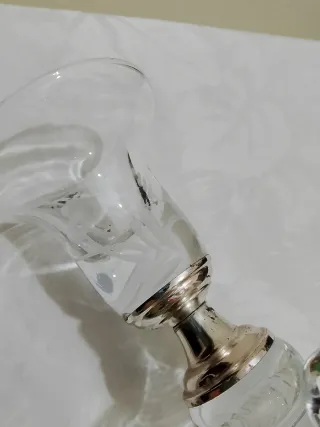 Porta candela cristallo e argento 925