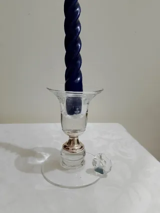 Porta candela cristallo e argento 925