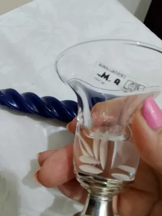 Porta candela cristallo e argento 925