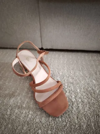 Sandalias tacón étnico marrón multicolor