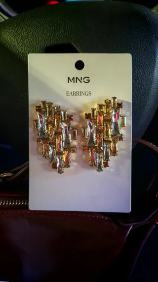 Pendientes NUEVOS de Cristales Combinados, Oro