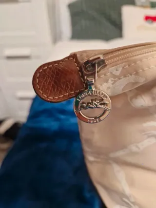 Bolso Longchamp Beige con Estampado Blanco